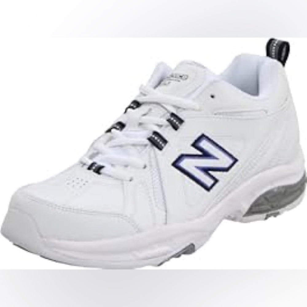 New Balance White Athletic Sneakers with Navy Accents